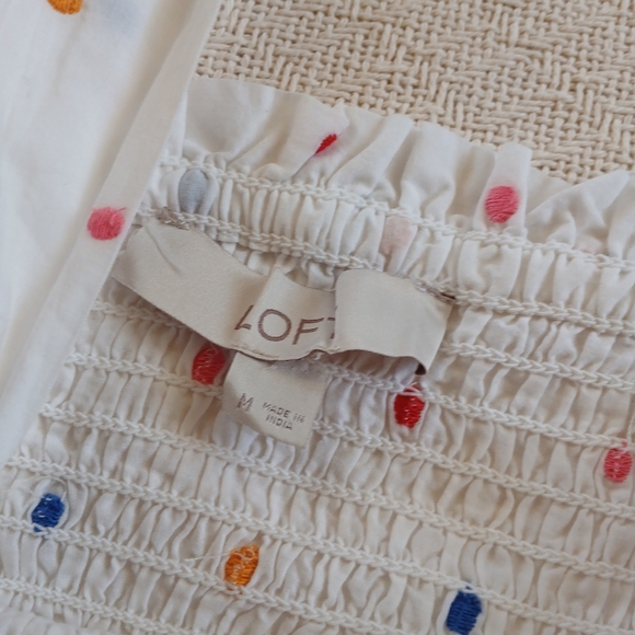 loft ♡ dotted smocked peplum cami tank top - Picture 5 of 8